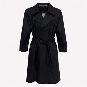 Vintage FSL Collection Black Double Breasted Trench Coat Womens 12 Belted